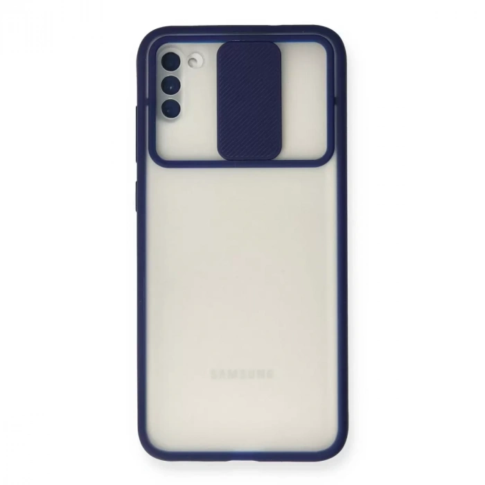 Samsung Galaxy A11 Kılıf Palm Buzlu Kamera Sürgülü Silikon - Lacivert
