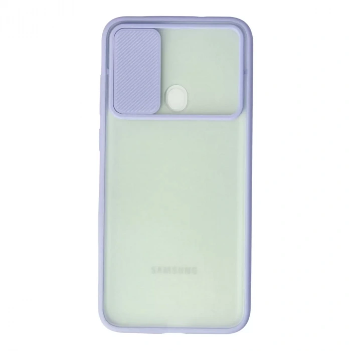 Samsung Galaxy A11 Kılıf Palm Buzlu Kamera Sürgülü Silikon - Lila