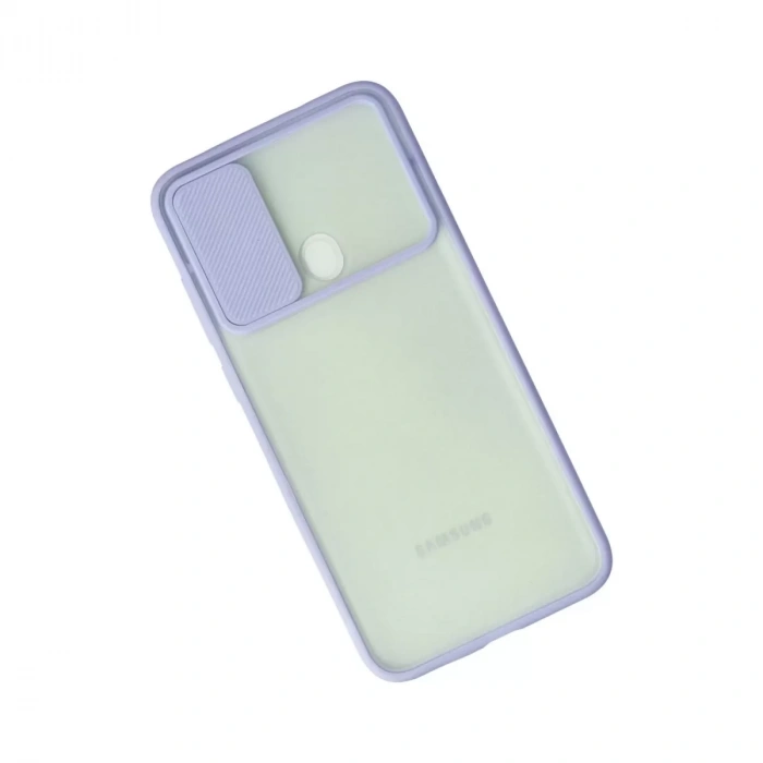 Samsung Galaxy A11 Kılıf Palm Buzlu Kamera Sürgülü Silikon - Lila
