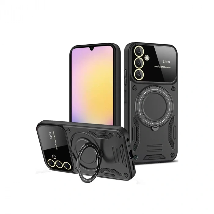 Samsung Galaxy A15 4g Kılıf Joy Lens Standlı Kapak - Siyah