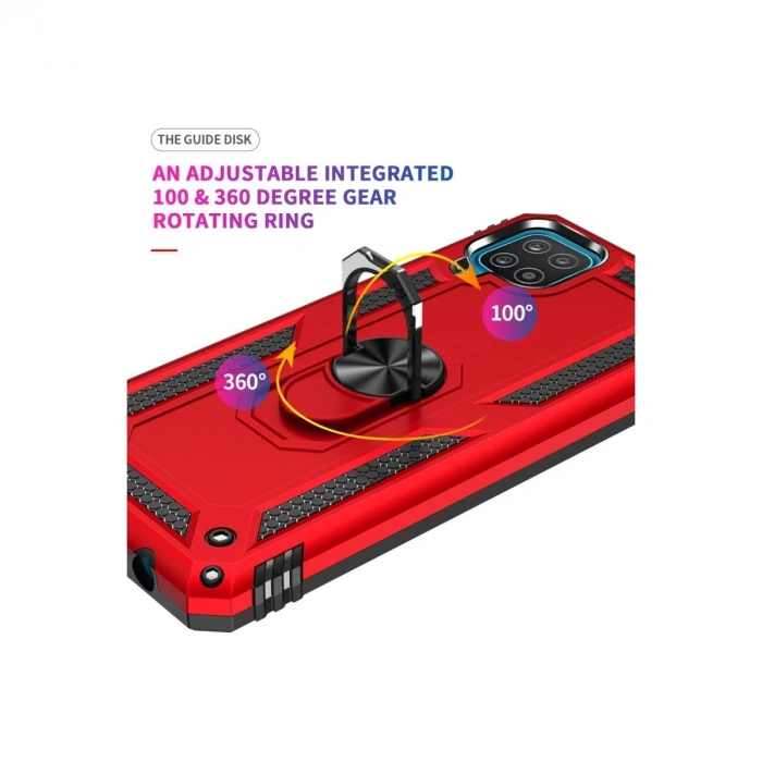 Samsung Galaxy A22 Kılıf Sofya Yüzüklü Silikon Kapak - Kırmızı