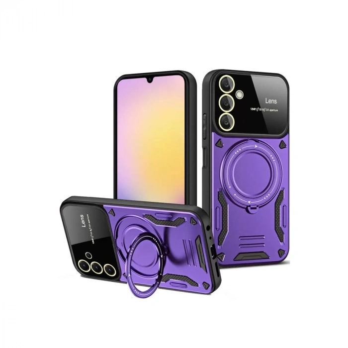 Samsung Galaxy A26 Kılıf Joy Lens Standlı Kapak - Mor