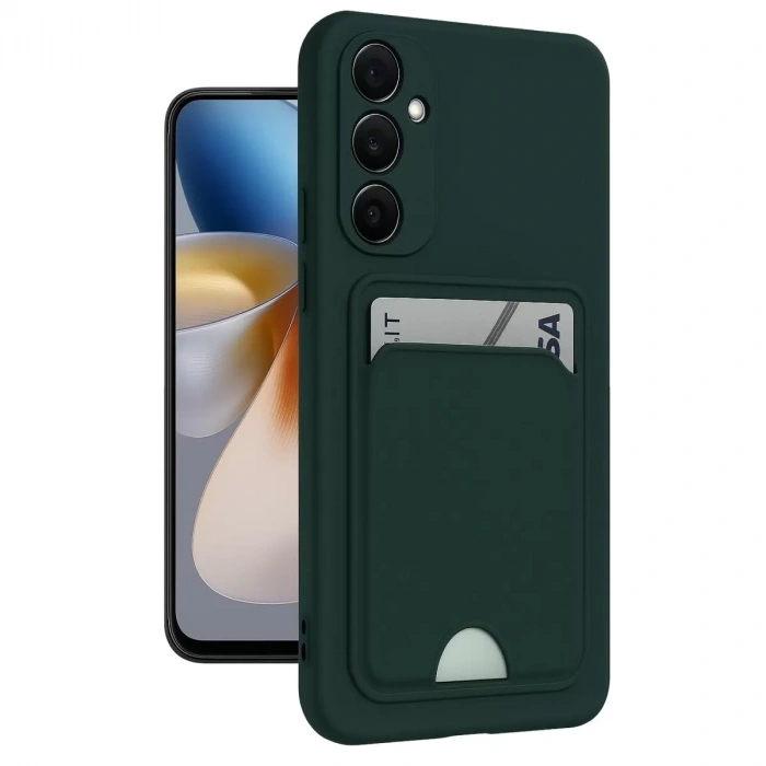 Samsung Galaxy A26 Kılıf Kelvin Kartvizitli Silikon - Koyu Yeşil