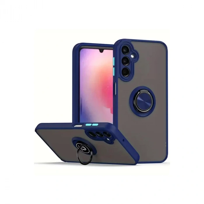 Samsung Galaxy A26 Kılıf Montreal Yüzüklü Silikon Kapak - Lacivert