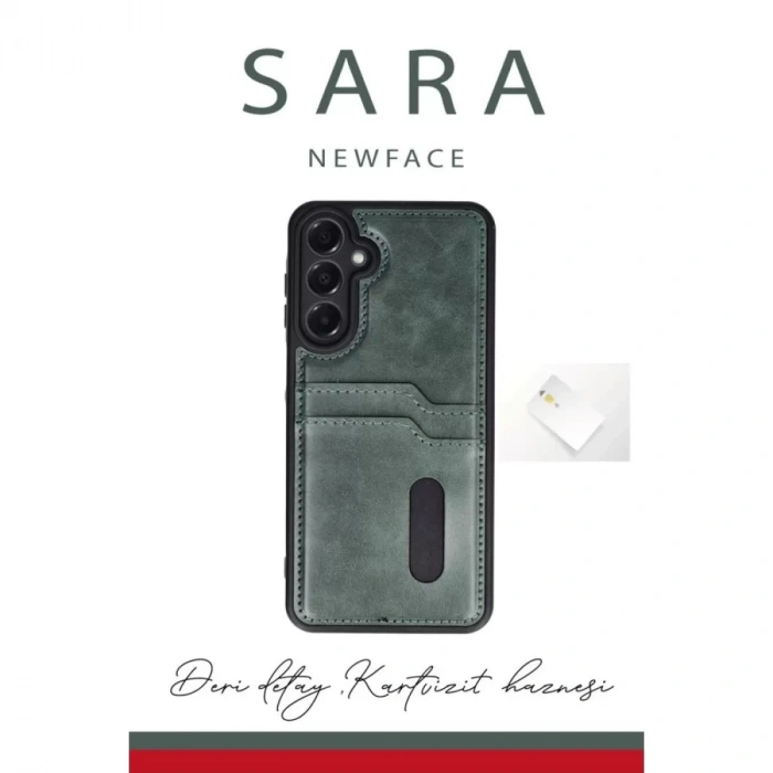 Samsung Galaxy A26 Kılıf Sara Kartvizitli Deri Kılıf - Taba