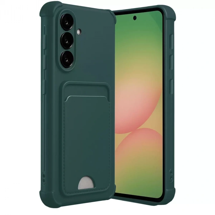 Samsung Galaxy A36 Kılıf Kelvin Kartvizitli Silikon - Koyu Yeşil