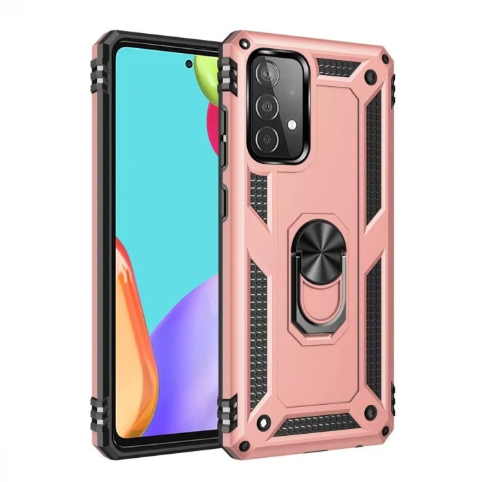 Samsung Galaxy A52 Kılıf Sofya Yüzüklü Silikon Kapak - Rose