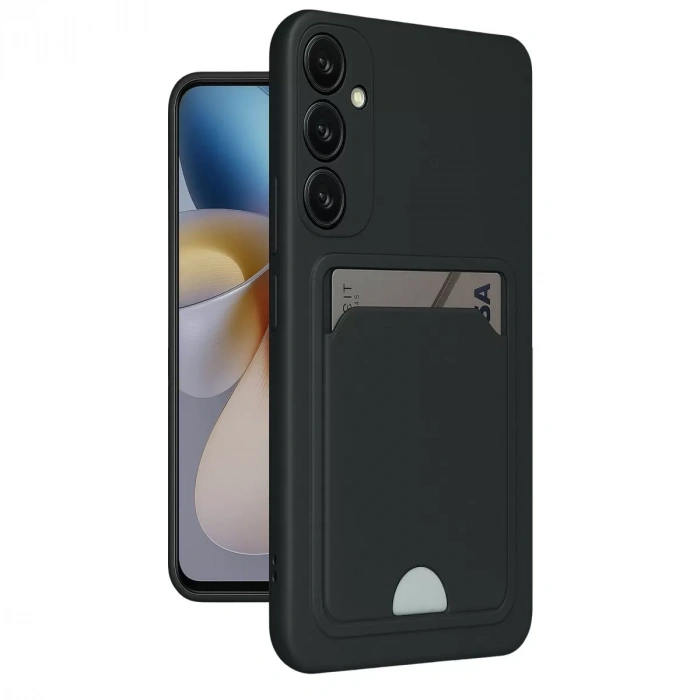 Samsung Galaxy A55 5g Kılıf Kelvin Kartvizitli Silikon - Siyah