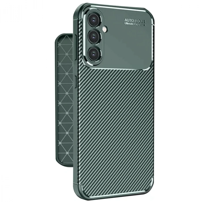 Samsung Galaxy A56 Kılıf Auto Focus Karbon Kapak - Koyu Yeşil