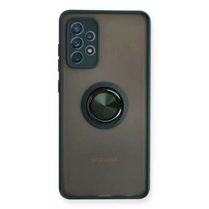 Samsung Galaxy A72 Kılıf Montreal Yüzüklü Silikon Kapak - Yeşil