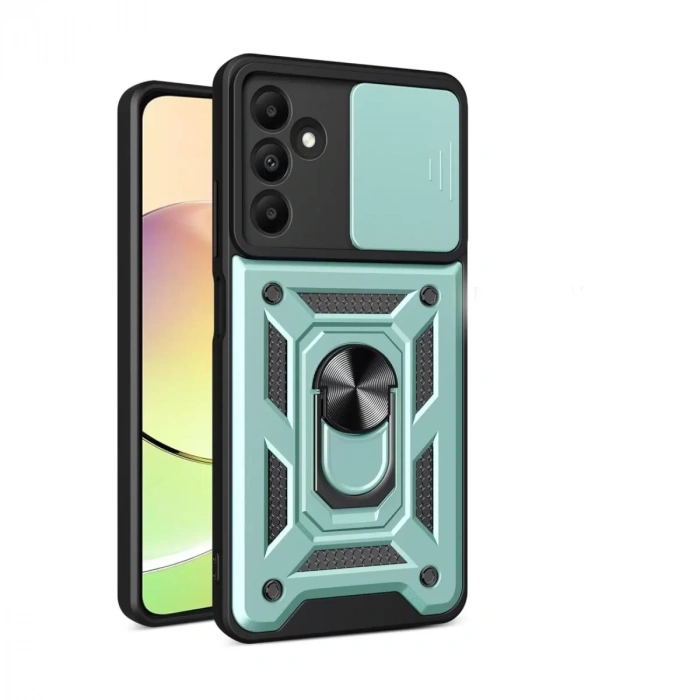 Samsung Galaxy M15 Kılıf Pars Lens Yüzüklü Silikon - Yeşil