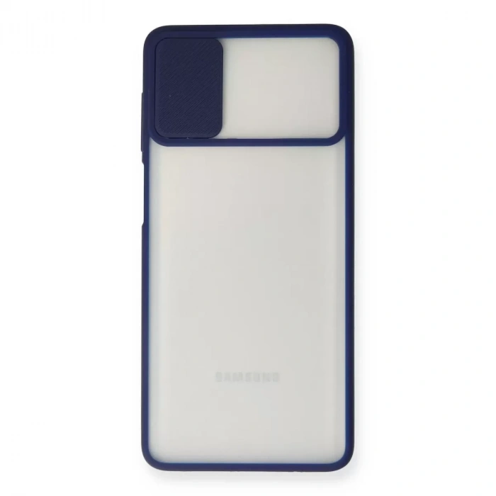 Samsung Galaxy M51 Kılıf Palm Buzlu Kamera Sürgülü Silikon - Lacivert