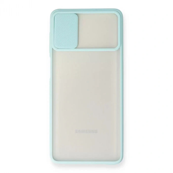 Samsung Galaxy M51 Kılıf Palm Buzlu Kamera Sürgülü Silikon - Turkuaz