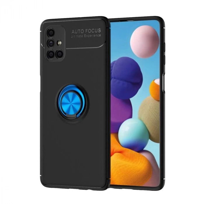 Samsung Galaxy M51 Kılıf Range Yüzüklü Silikon - Siyah-mavi