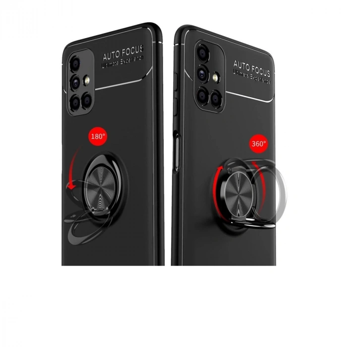 Samsung Galaxy M51 Kılıf Range Yüzüklü Silikon - Siyah-mavi