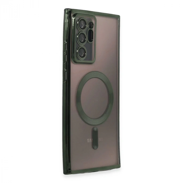 Samsung Galaxy Note 20 Ultra Kılıf Kross Magneticsafe Kapak - Koyu Yeşil