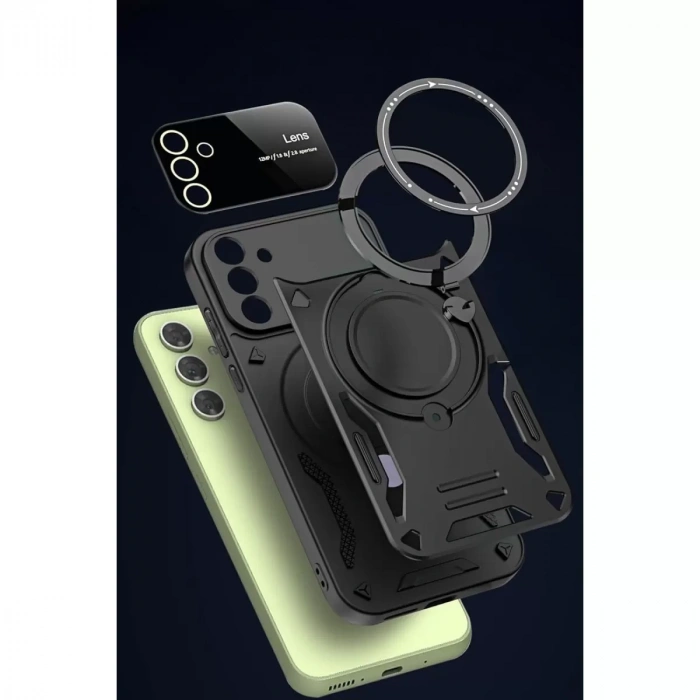 Samsung Galaxy S24 Fe Kılıf Joy Lens Standlı Kapak - Siyah