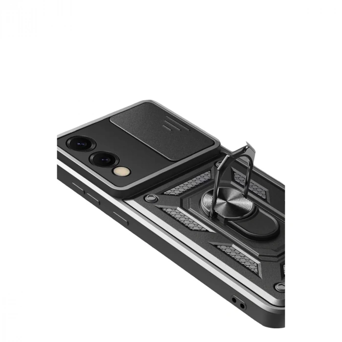 Samsung Galaxy S25 Edge Pars Lens Yüzüklü Silikon - Siyah