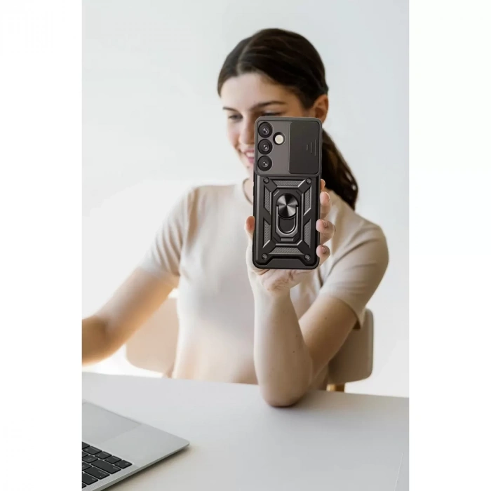 Samsung Galaxy S25 Fe Pars Lens Yüzüklü Silikon - Kırmızı