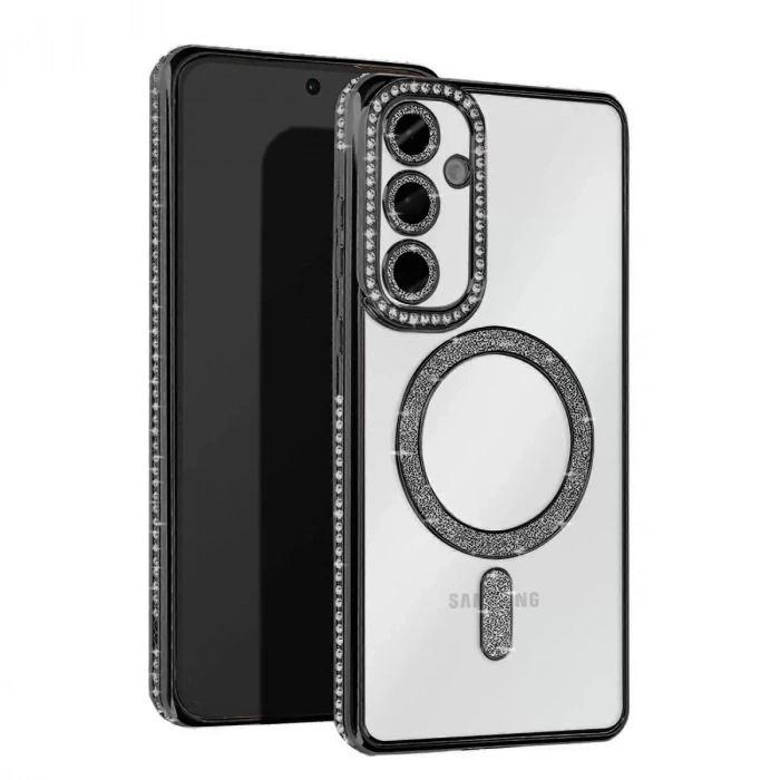 Samsung Galaxy S25 Kılıf Joke Simli Magneticsafe Kılıf - Siyah