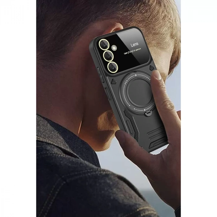 Samsung Galaxy S25 Plus Kılıf Joy Lens Standlı Kapak - Kırmızı