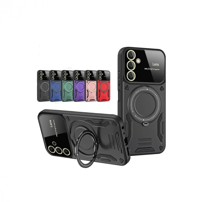 Samsung Galaxy S25 Plus Kılıf Joy Lens Standlı Kapak - Siyah