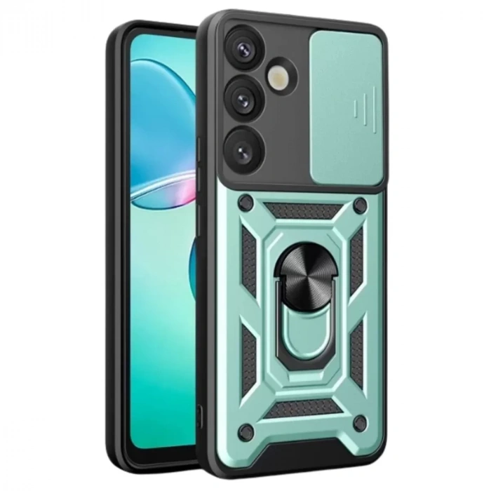 Samsung Galaxy S25 Plus Kılıf Pars Lens Yüzüklü Silikon - Yeşil