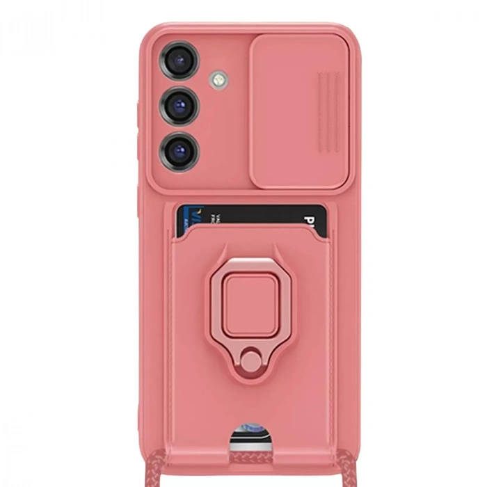 Samsung Galaxy S25 Plus Kılıf Zuma Kartvizitli Yüzüklü Silikon - Pembe
