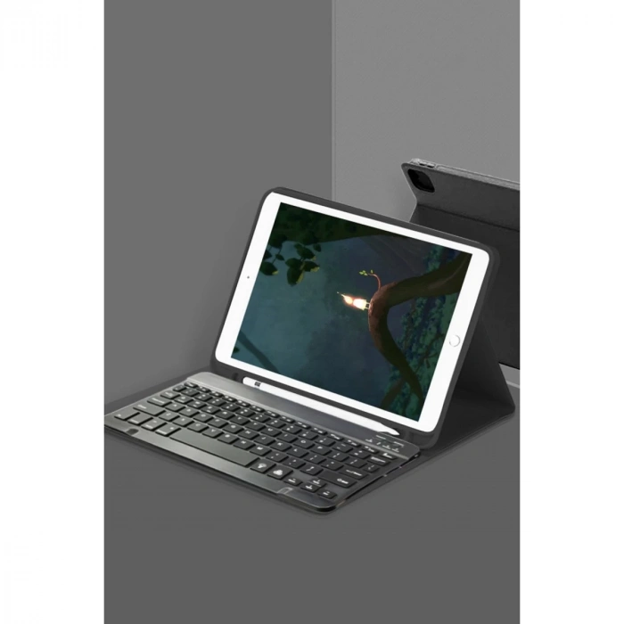 Samsung Galaxy X200 Tab A8 10.5 Kılıf Kc01 Smart Klavyeli Tablet Kılıfı - Siyah