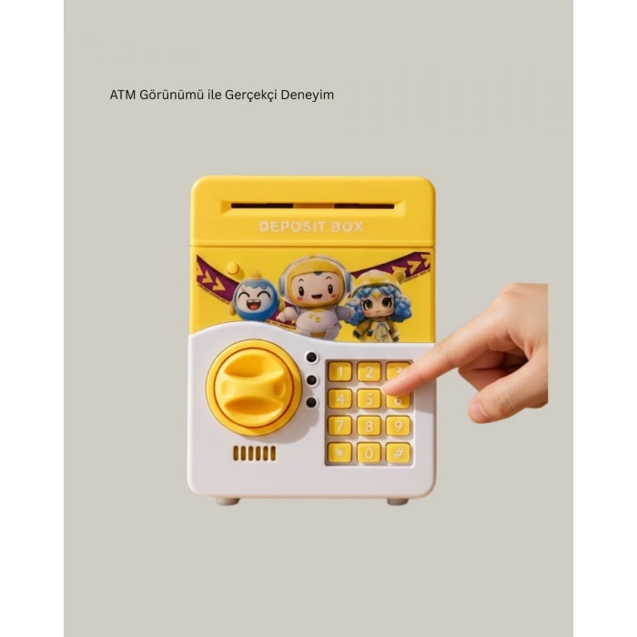 Sarı Elektronik Şifreli ATM Görünümlü Çocuk Kumbarası