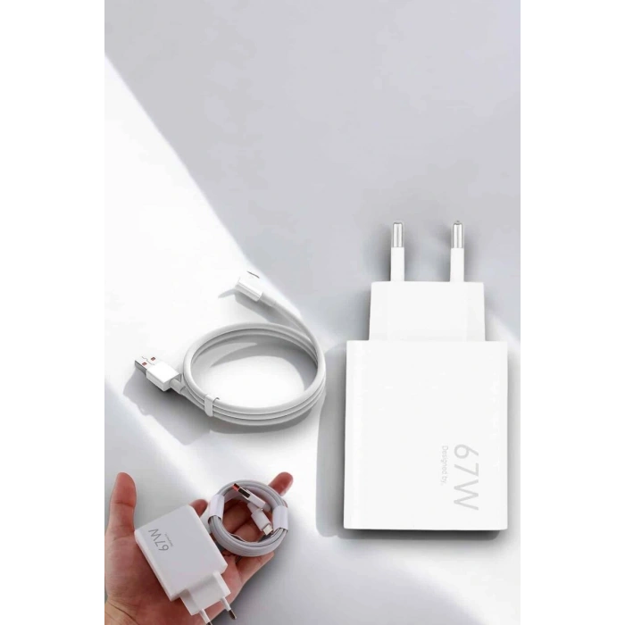 Şarj Aleti 67W Hızlı Şarj Turbo Type-C Uyumlu Şarj Adaptörü Kablosu