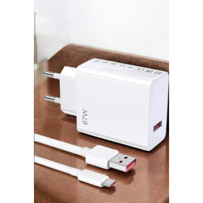 Şarj Aleti 67W Hızlı Şarj Turbo Type-C Uyumlu Şarj Adaptörü Kablosu