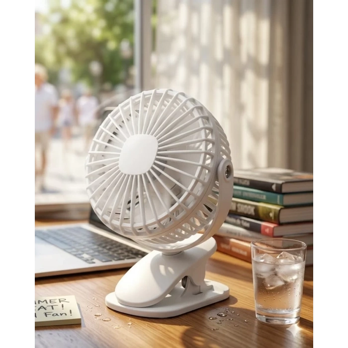 Şarjda ve Fişte Çalışabilen Portatif Mini Fan