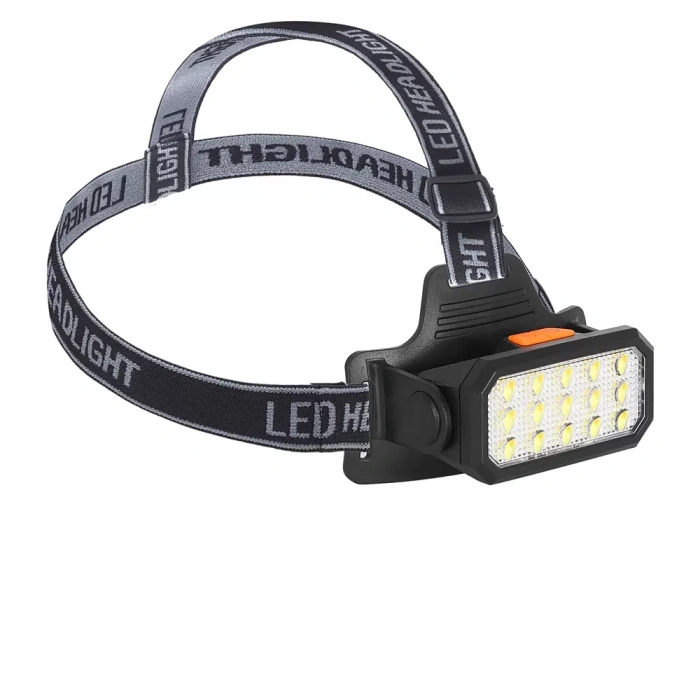 Şarjlı 15 LED Kafa Lambası Sarı ve Beyaz Işık Çok Modlu Güçlü Aydınlatma WT-652