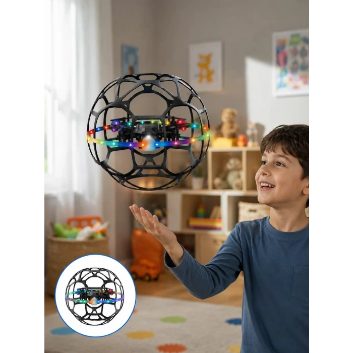 Şarjlı Futbol Topu Tasarımlı Mini Drone LED Aydınlatmalı Akıllı