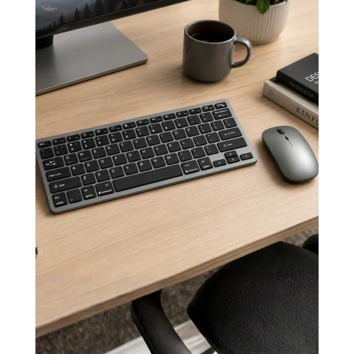 Şarjlı Kablosuz Klavye ve Mouse Seti Kompakt Taşınabilir Tasarım