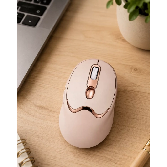 Şarjlı Kablosuz Mouse Sessiz Tıklama Bluetooth ve USB Destekli