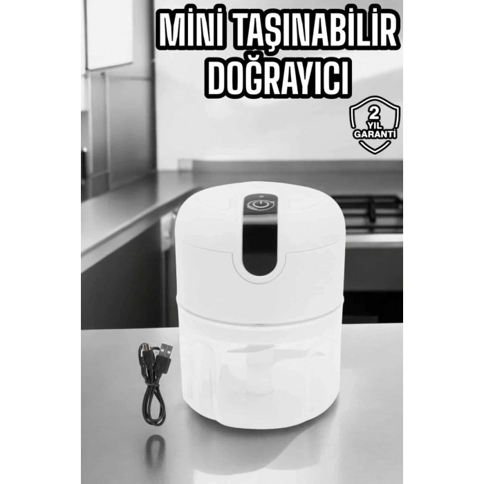 Şarjlı Mini El Rondosu Doğrayıcı Taşınabilir 250 ml Çelik Bıçaklı