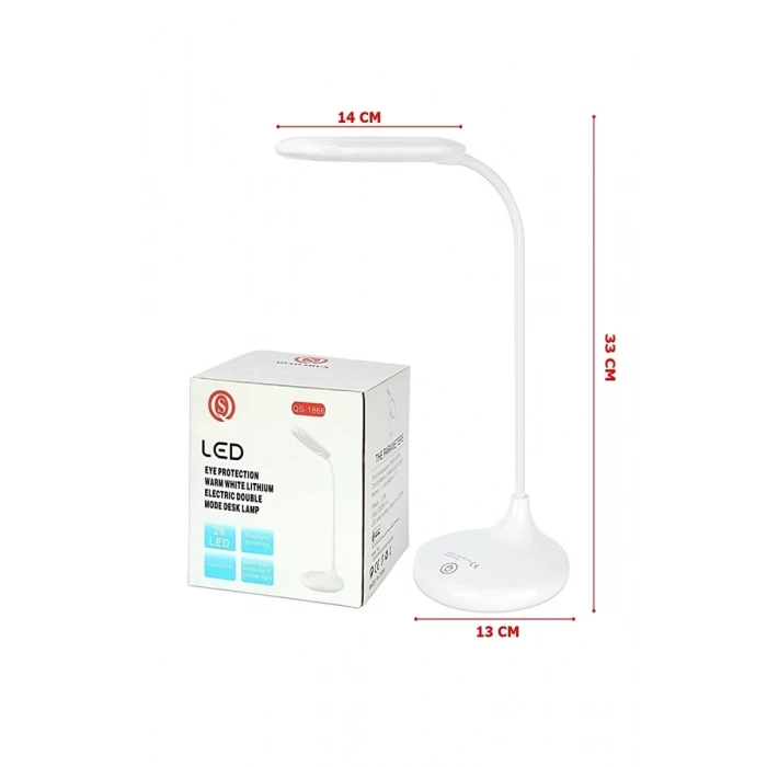Şarjlı Sarı ve Beyaz Renk Masa Lambası LED Ayarlanabilir Işık Pratik Kullanım WT-005
