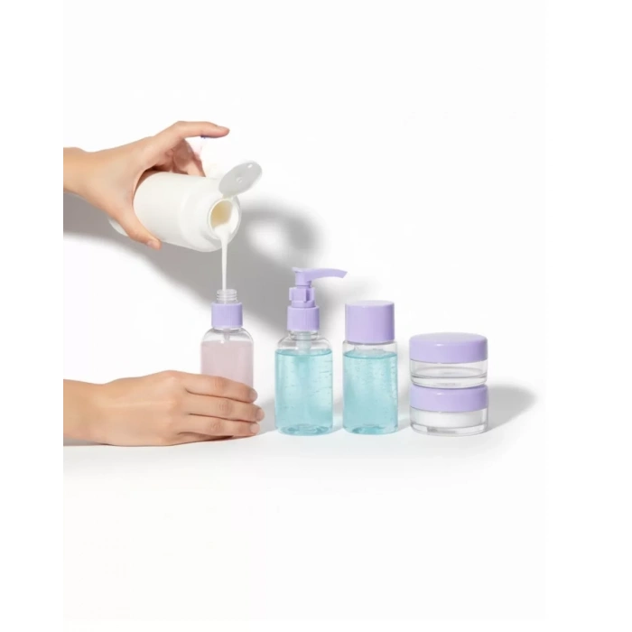 Şeffaf Seyahat Dolum Şişesi Seti 5 Parça Kozmetik Organizer