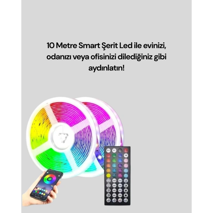 Sese Duyarlı 10M Smart Şerit Led IOS Android Kontrollü RGB Işık
