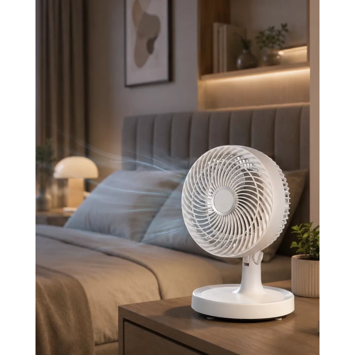 Sessiz Çalışan Mini Masaüstü Fan 2 Kademeli Otomatik Salınımlı