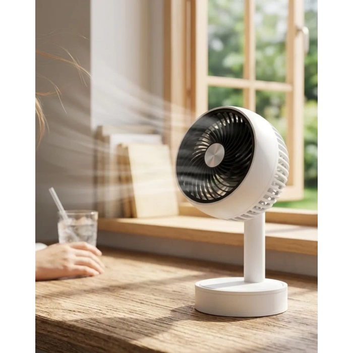 Sessiz Çalışan Şarjlı Mini Fan Masa ve Araç Kullanımına Uygun