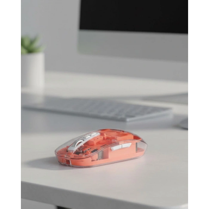 Sessiz Tıklamalı Şeffaf Mouse Bluetooth ve USB Uyumlu