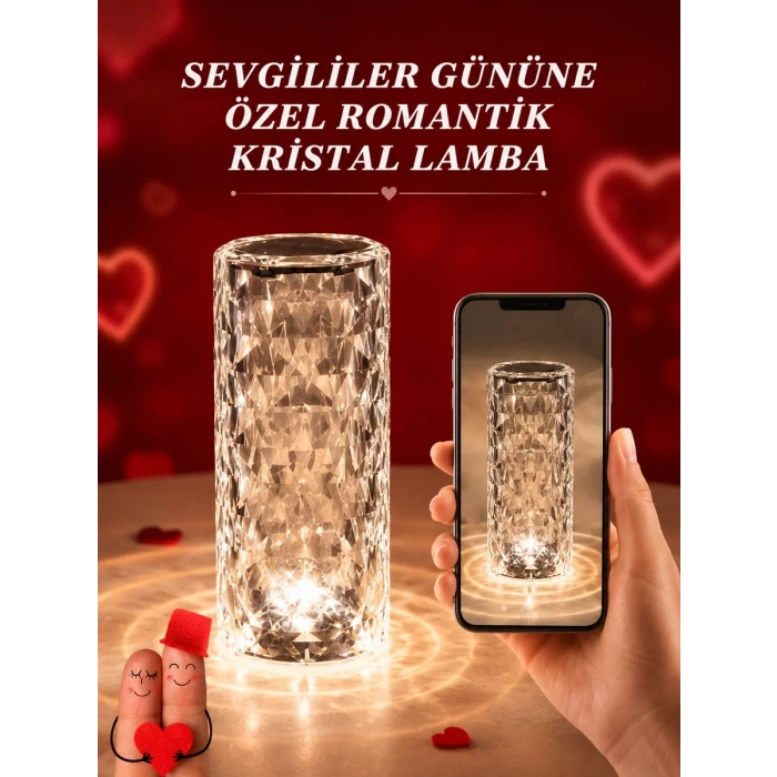 Sevgililer Günü İçin Hediye Kristal Lamba Sevgiliye Hediye USB Şarjlı Gece Lambası (Kopya)