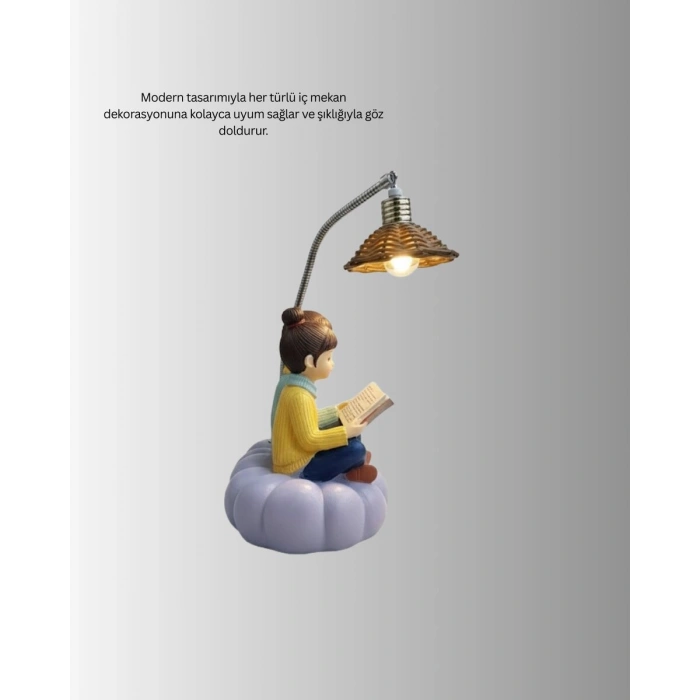 Sevgiliye Özel Çift Figürlü LED Masa Lambası Okuyan Çift Tasarım