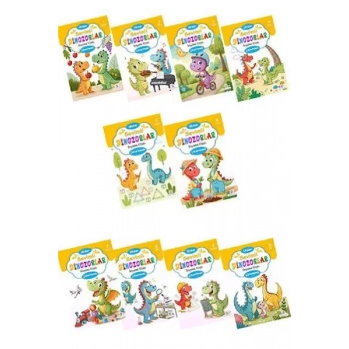Sevimli Dinozorlar Boyama Kitabı  Çıkartmalı (10  Set)