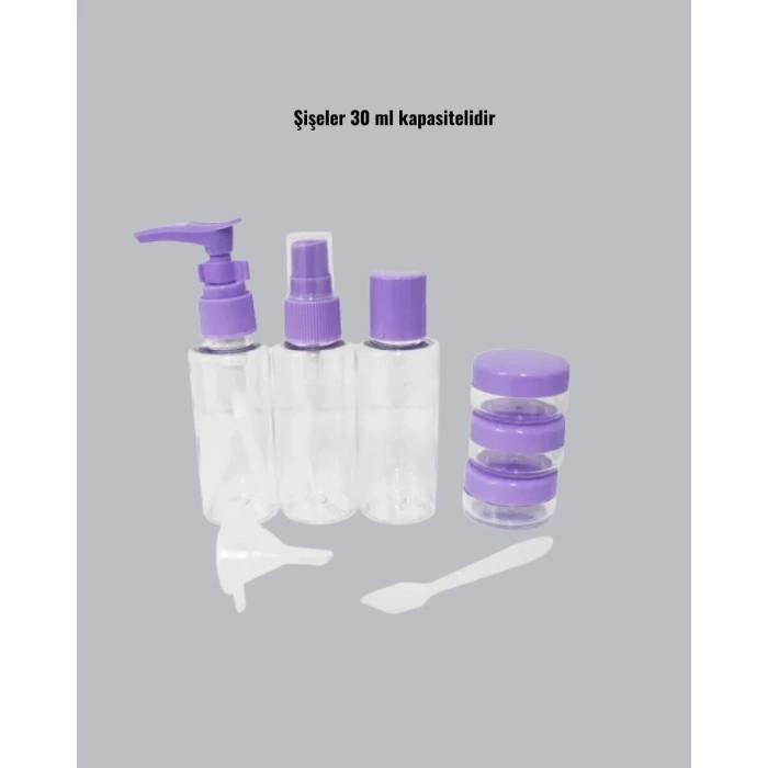 Seyahat Banyo Seti 5 Parça Şeffaf Taşıma Çantalı 30 ml
