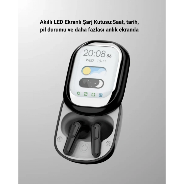Şık Akıllı ve Güçlü: LED Ekranlı Kablosuz Kulaklık Seti