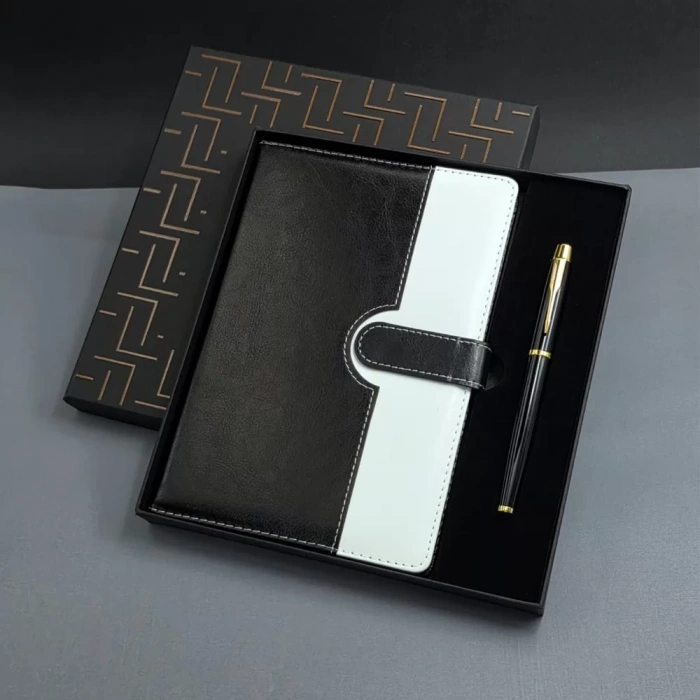 Siyah Beyaz Tarihsiz Ajanda Defter Kalem Seti
